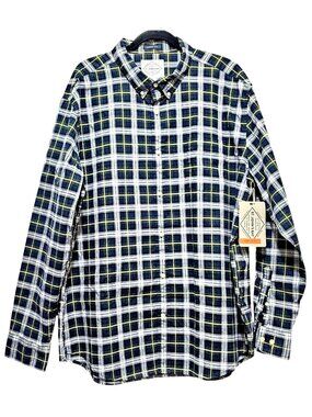 St. John’s Bay Men’s Classic Fit Plaid Button-Down Shirt XXL Long Sleeve Cotton